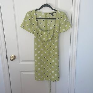 Lime Green Dress with Floral Print